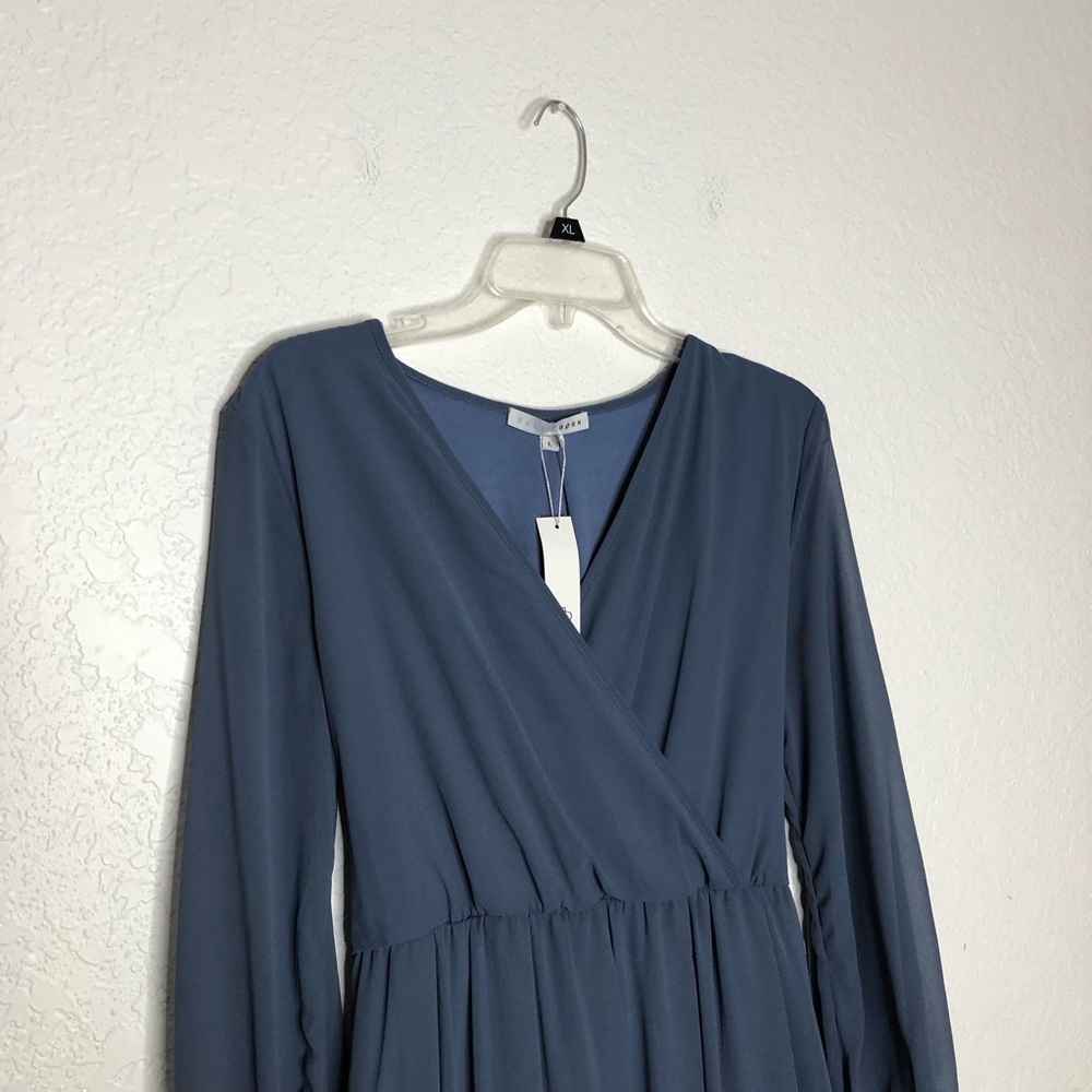 Baltic Born Lydia blue v neckline long sleeve maxi dress size Large NWT - Picture 3 of 16